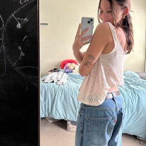 Xhilaration Cream Lace Crochet Tank Top